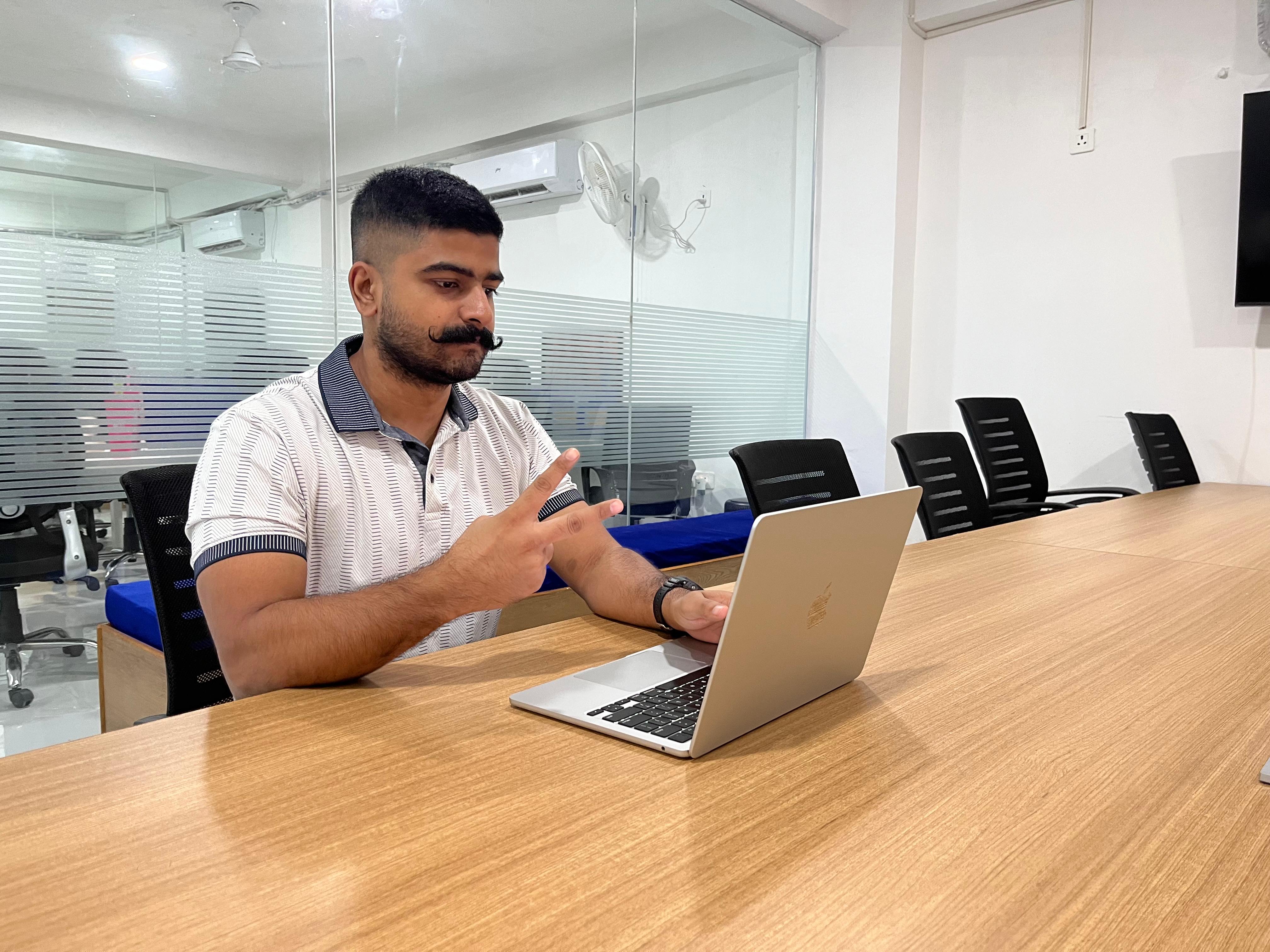 Me posing in the office.